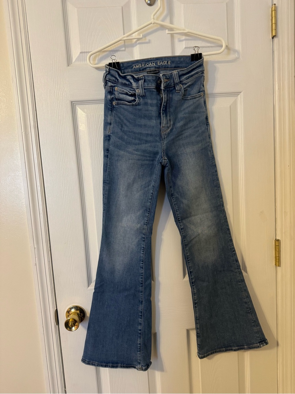 American Eagle Outfitters Blue Flared High-Rise Jeans